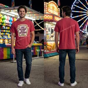 Heinz Ketchup Distressed Red Graphic T Shirt Men’s XL 44-46